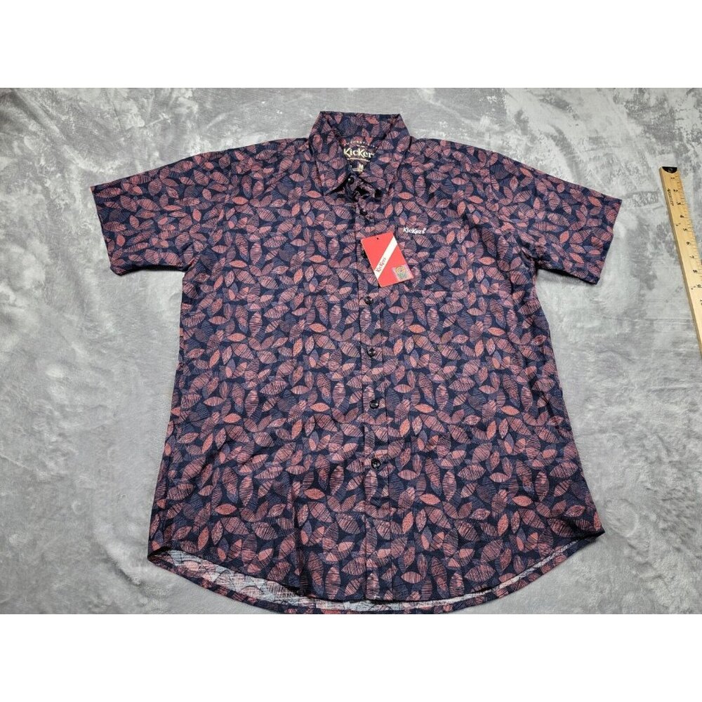 NEW Kickers Abstract Geometric Pattern Men's Short‎ Sleeve Shirt Medium Stretch